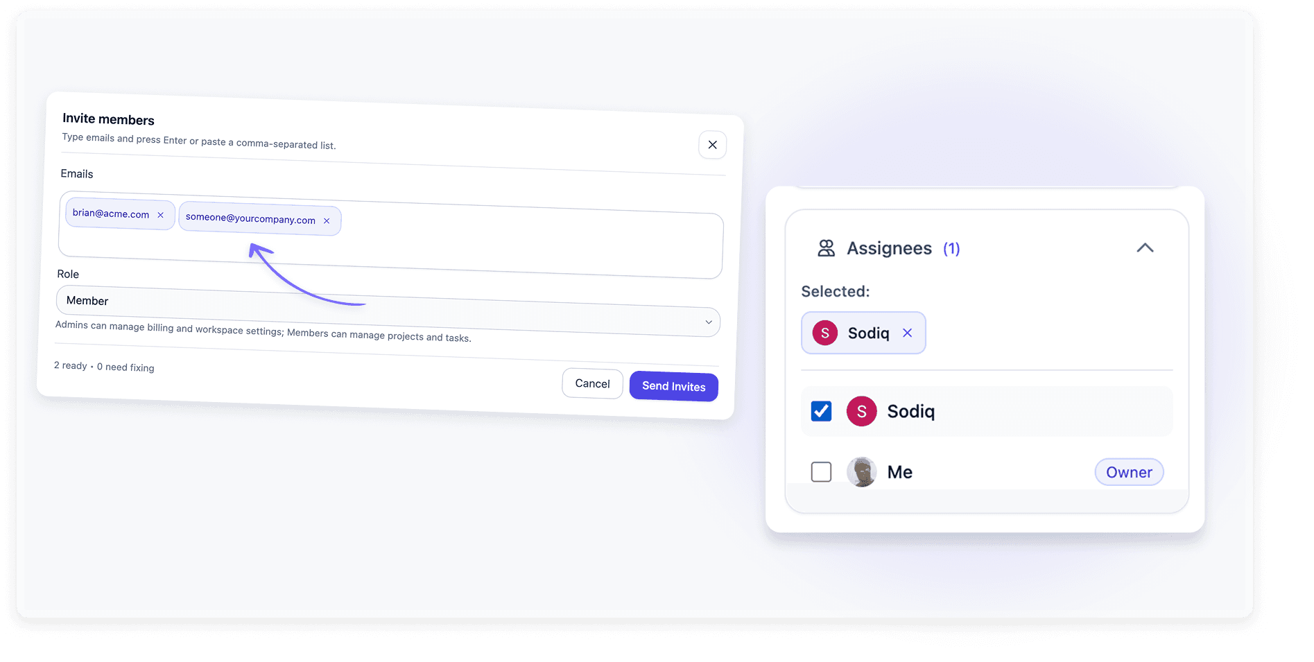 Team collaboration: invite members and assign tasks in PolarTask